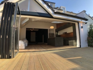 double glazed bi-fold doors installation open plan