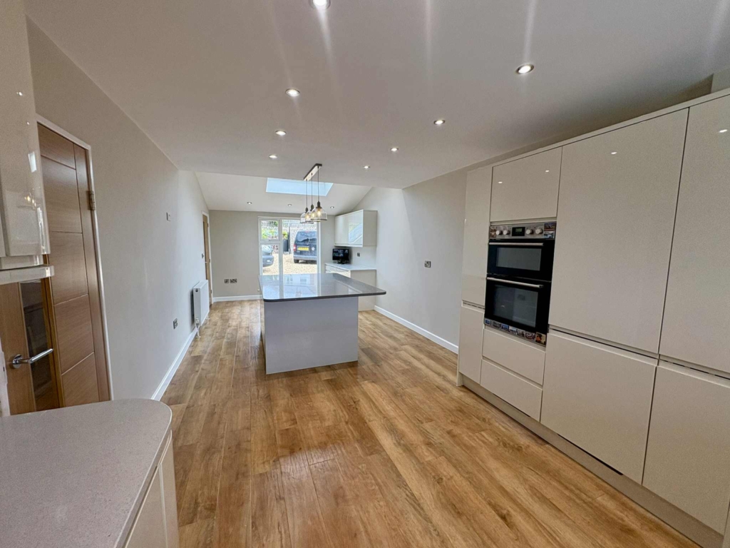 converted home space and kitchen